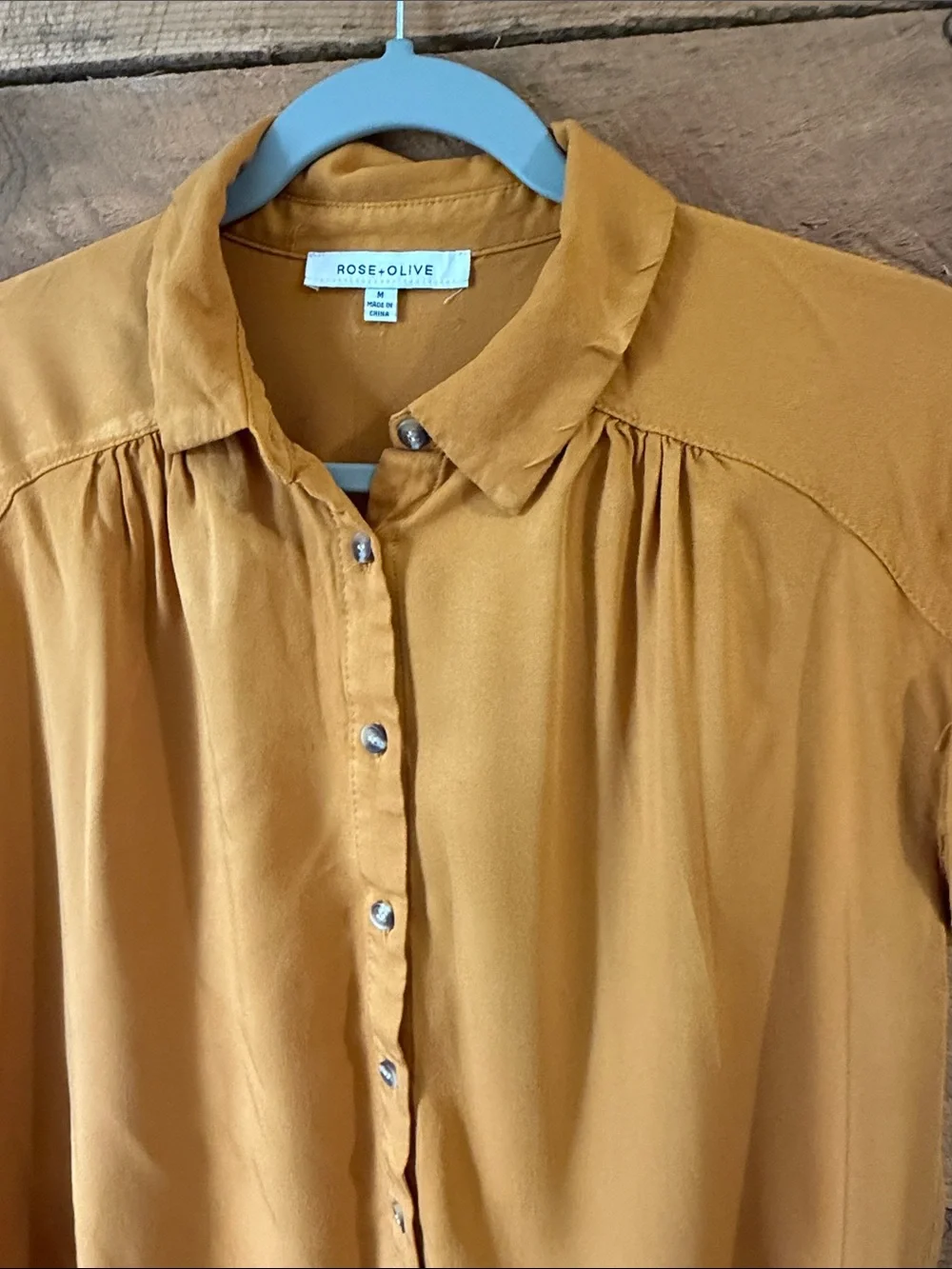 Rose & Olive Golden Mustard Short-Sleeve Button-Front Top